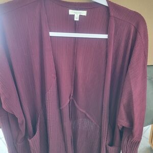Maurices Burgundy Open-Front Cardigan